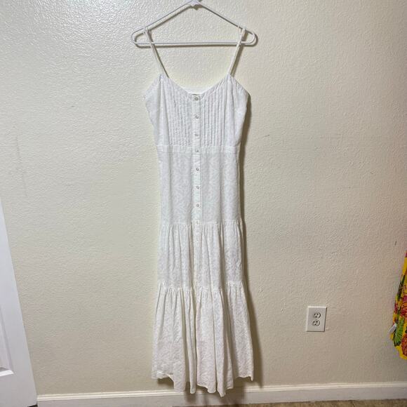 Veronica Beard Alondra Eyelet Tiered Maxi Dress In Ivory White Size Small - Picture 2 of 10